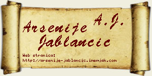 Arsenije Jablančić vizit kartica